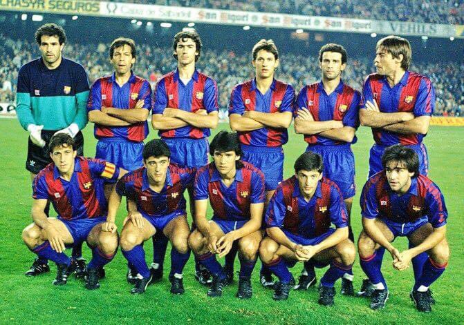 #FCBarcelona 1986/87. Zubizarreta, Gerardo, Moratalla, Lineker, Julio Alberto, Migueli. Víctor, Pedraza, Amarilla, Urbano, Marcos.