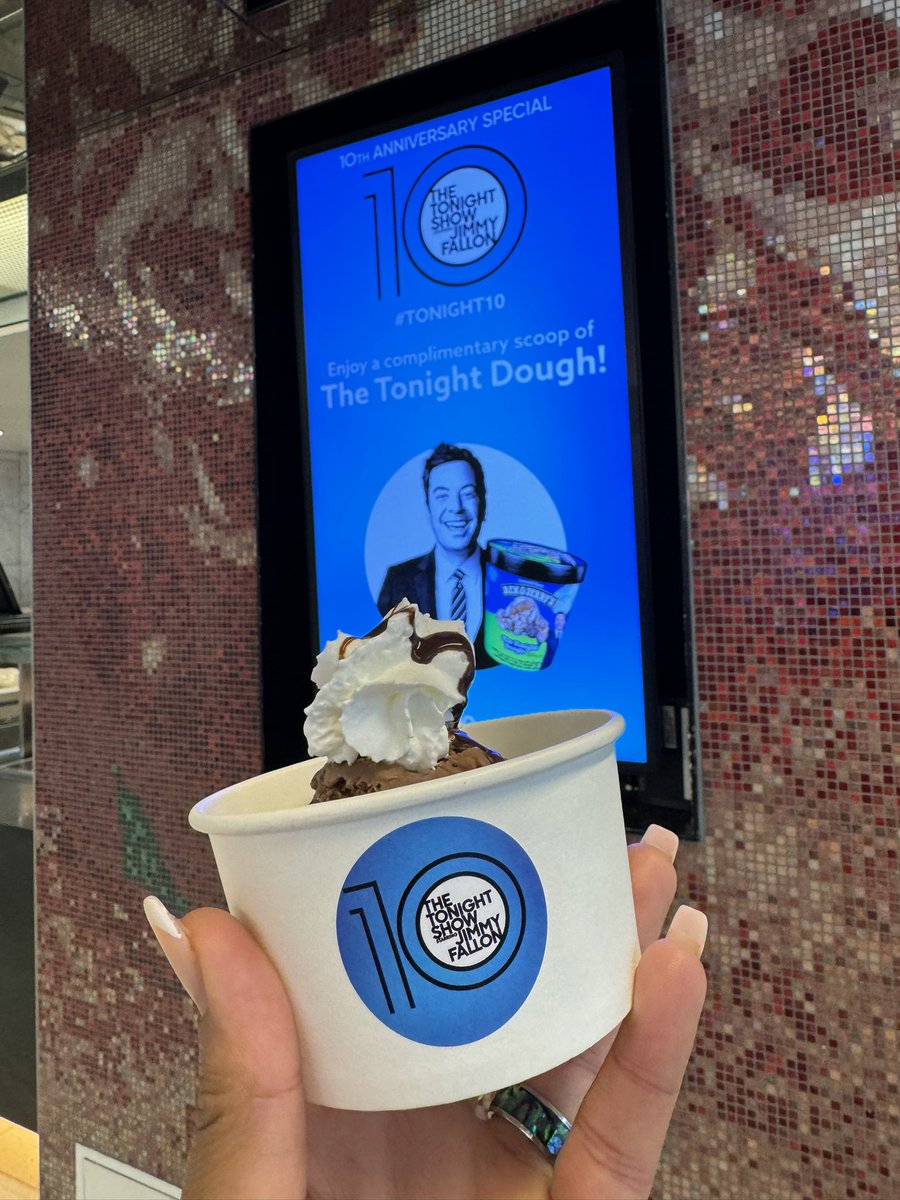 So sweet! Thanks for the free ice cream and congrats on 10 years! @jimmyfallon