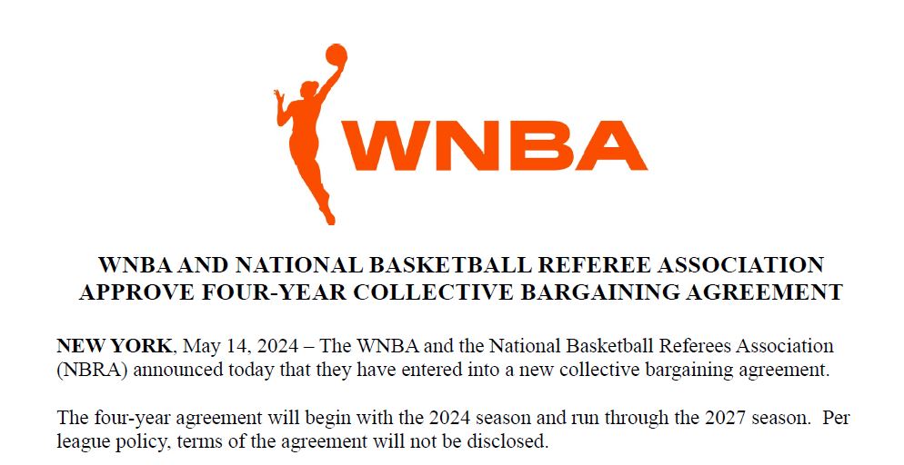 The WNBA and NBRA have announced the following: