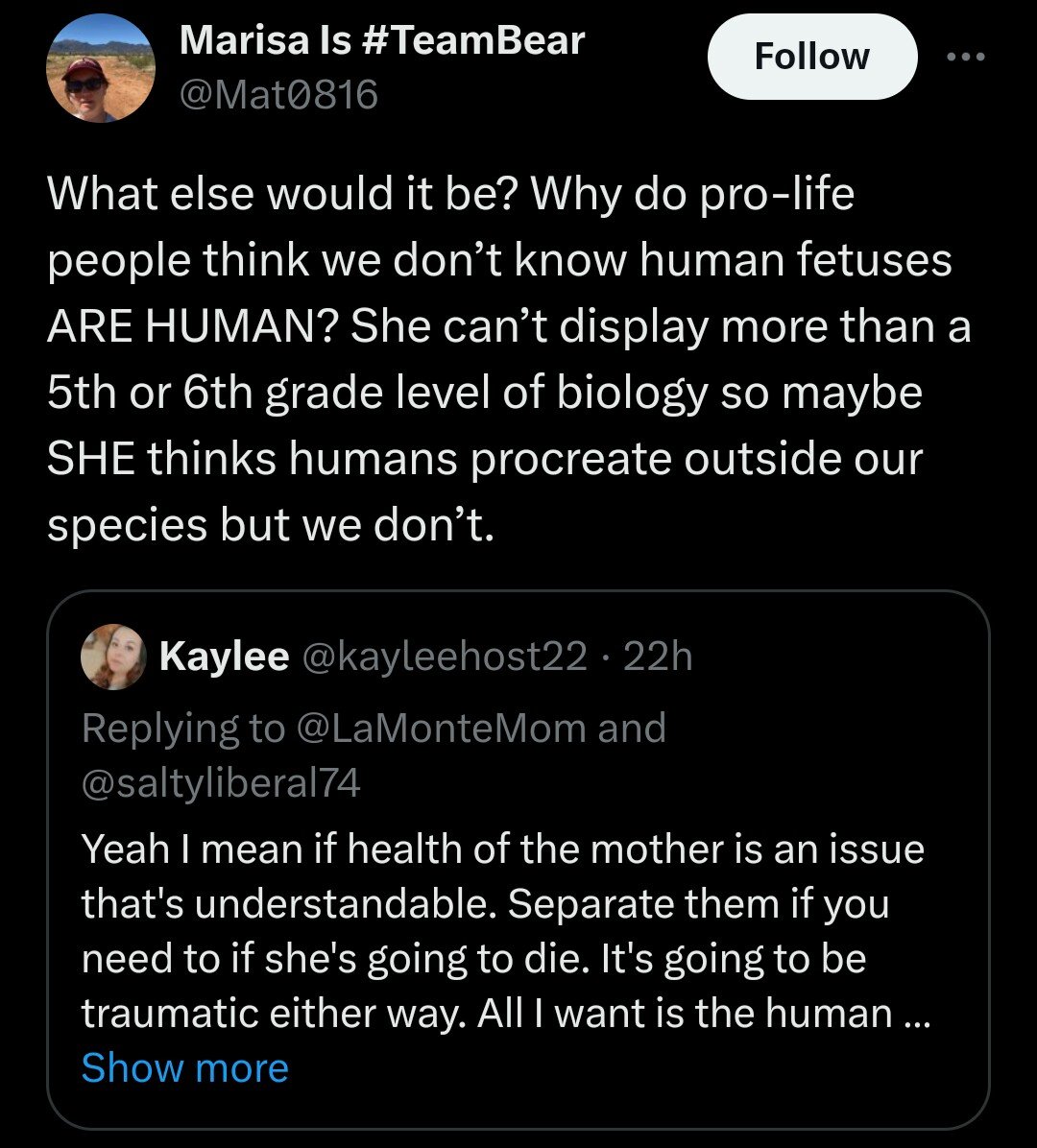 Marisa the alcoholic is acting more retarded than usual by pretending she doesn't know the bullshit her own side peddles. 

Just another ProAbort moron playing silly wordgames !!

#ProChoiceApologetics