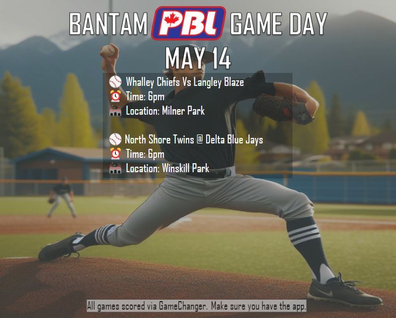 ⚾️BCPBL GAMEDAY - MAY 14 (BTM, JR, PR)⚾️ Catch all the action and stats via GameChanger: Bantam: buff.ly/4aT4Ebp Junior: buff.ly/4aYG0Gu Premier: buff.ly/3QnYKa4