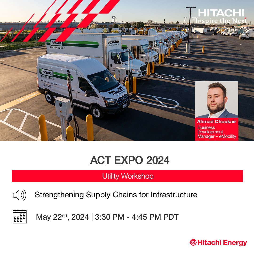 🚗💡 Heading to #ACTExpo2024? Don't miss our session on May 22 from 3:30-4:45 PM! Dive into the challenges & solutions for #EV charging infrastructure with Hitachi Energy. ⚡️ #HitachiEnergyUS #eMobility