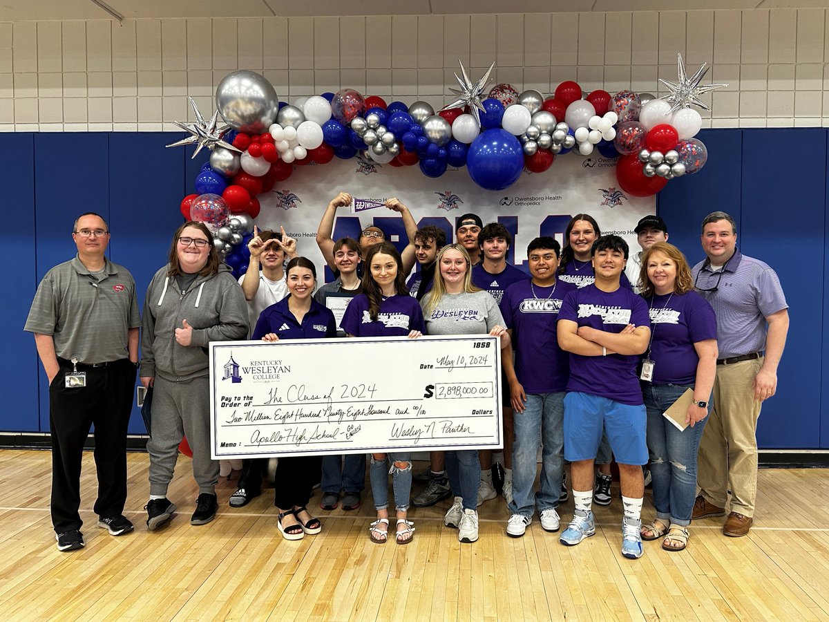 Congratulations to the Apollo High School Class of 2024 on being awarded $2,890,000 in scholarships to Kentucky Wesleyan! We are so excited that these incredible local students are continuing their education at KWC 💜