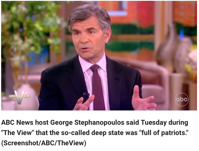 George, @ThisWeekABC, for years you Leftist’s denied that there even was a Deep State. So now, you had to come up with a made up story to make them seem human. NEWS FLASH … the Deep State members aren’t Patriots. ‘“I interviewed about 100 duty officers from the White House and
