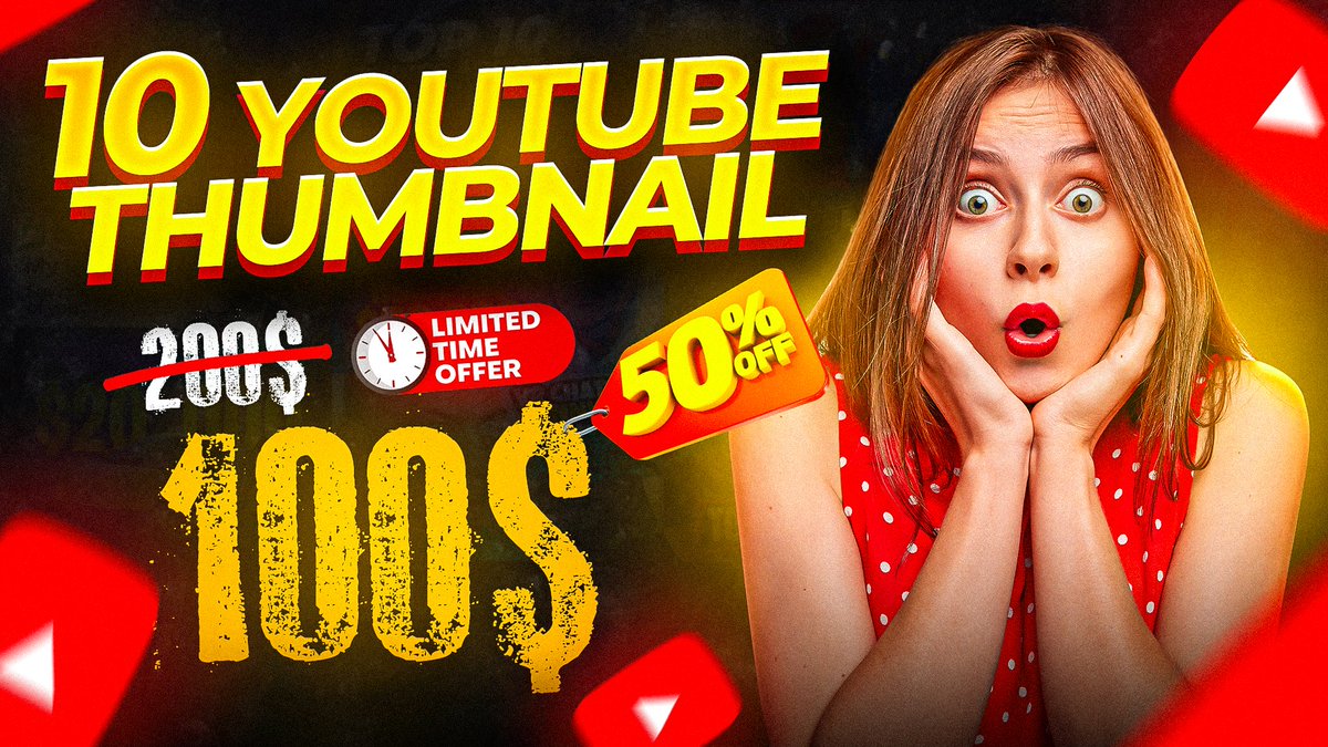 🔥🔥Special Offer🔥🔥 🔥10 custom thumbnails for $100 (down from $200) 🔥 7day – Enhance your videos with eye-catching designs! #thumbnail #YoutubeUSA #youtubethumbnail #miniaminiature #promo #offer #socialmedia #mrbeast