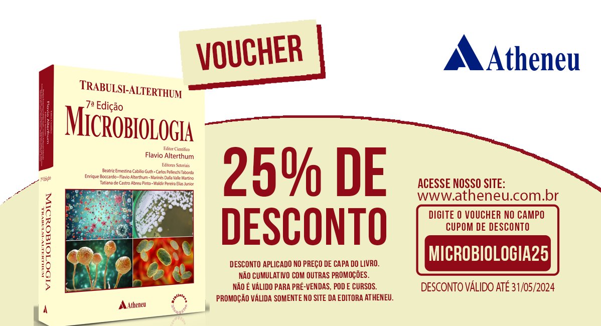 Laura Oliveira (@lauramaoliveira) on Twitter photo A <a href="/EditoraAtheneu/">Editora Atheneu</a> tem o prazer de oferecer um desconto exclusivo para a obra Microbiologia - 7ª Edição!
Acesse o link: lnkd.in/dp3sakcE
Insira o código do voucher no campo indicado durante a finalização da compra.
Pronto! Desfrute de um desconto especial em sua compra. A <a href="/EditoraAtheneu/">Editora Atheneu</a> tem o prazer de oferecer um desconto exclusivo para a obra Microbiologia - 7ª Edição!
Acesse o link: lnkd.in/dp3sakcE
Insira o código do voucher no campo indicado durante a finalização da compra.
Pronto! Desfrute de um desconto especial em sua compra.