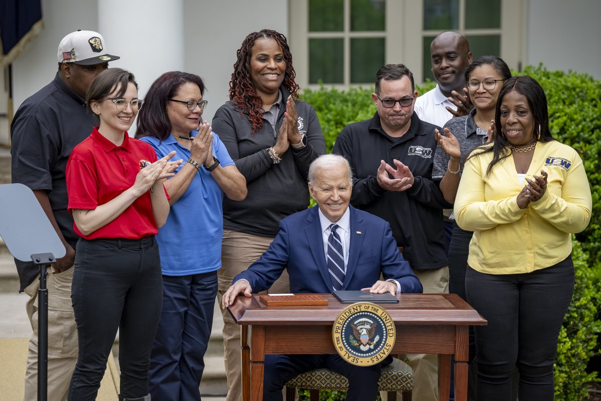 Today, @POTUS announced new actions to protect American workers and businesses and push China to end its unfair trade practices. Raising tariffs on $18 billion in strategic sectors: - Steel and aluminum - Semiconductors - EVs - Batteries - Solar and more.