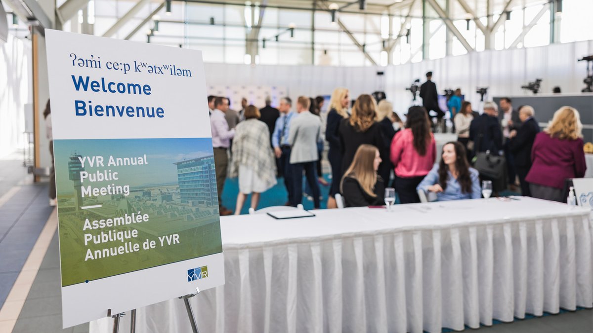 YVR's Annual Public meeting is starting soon! Join us in-person or online at 2:00 p.m. today. Learn about how 2023 went for the airport and ask us your burning questions. More info: yvr.ca/en/about-yvr/l…