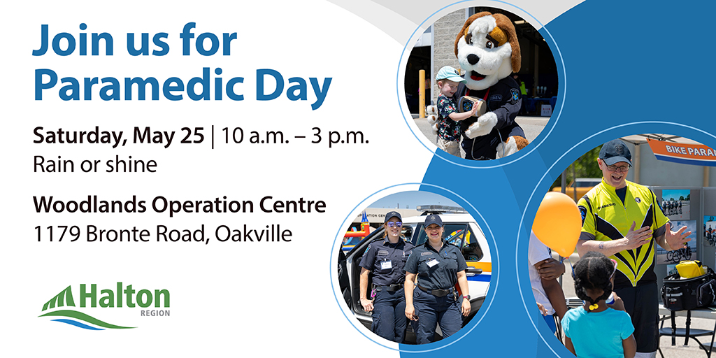 Paramedic Day is May 25 in #OakvilleON! You're invited to this free event to meet our #HaltonON paramedics and get in on the family fun with bouncy castles, crafts, food and much more: ow.ly/JjTP50RFTGz
