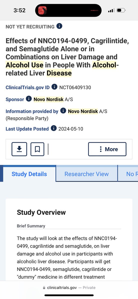 Excited for this newly announced Phase 2 trial of GLP-1s for AUD in patients with ALD by <a href="/novonordiskus/">Novo Nordisk US</a>. 

Clinical trials for this highly prevalent, at-risk group of patients are so rare! and desperately needed. 

We need more R&amp;D but this is a great start.