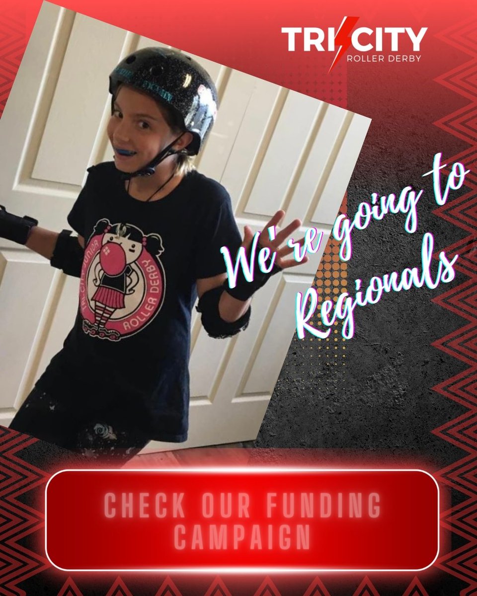 We're fundraising to get to playoffs in 2 DAYS!
Meet: Skatie. On game day she drinks too much coffee &amp; listens to pump-up jams. Skatie fell in love with derby after watching badass humans do badass things on wheels.
Donate: gofund.me/d42de11c
Rewards: shorturl.at/xyBV4