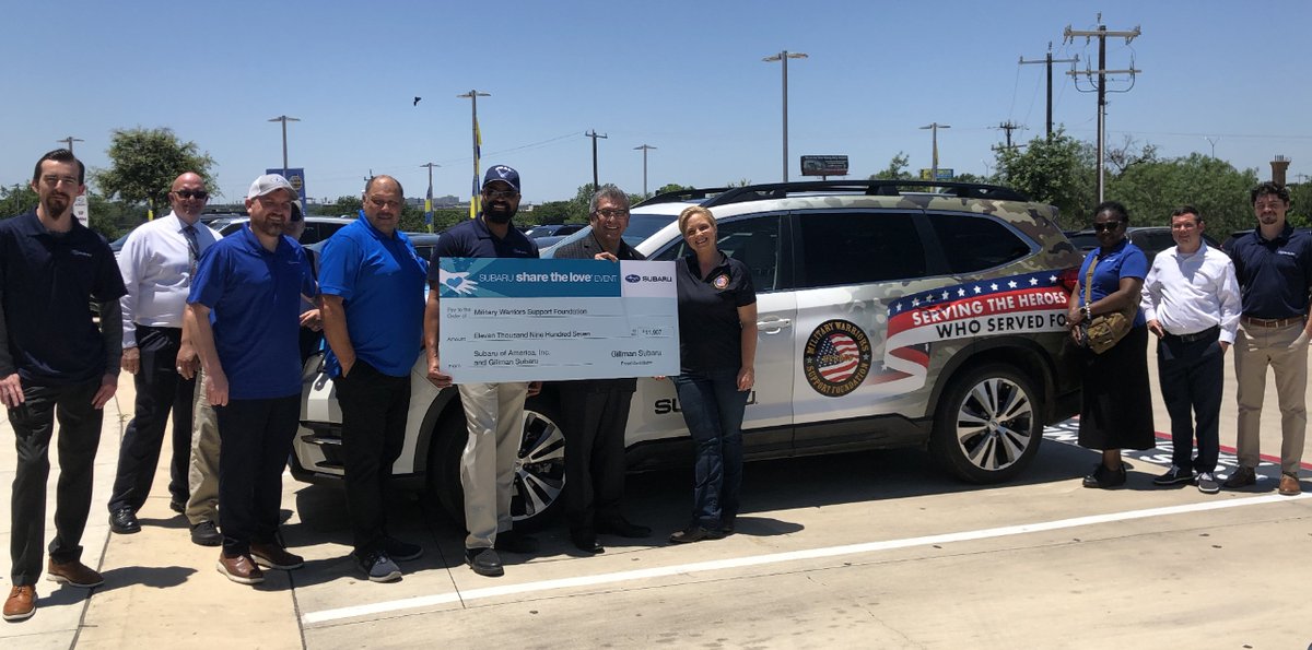 THANK YOU @GillmanSubSanAn their recent Subaru Share the Love event raised over $11K for our heroes! Thank you for your continued support of our veterans and their families. #SubaruSharetheLove #CommunityPartners #Gratitude