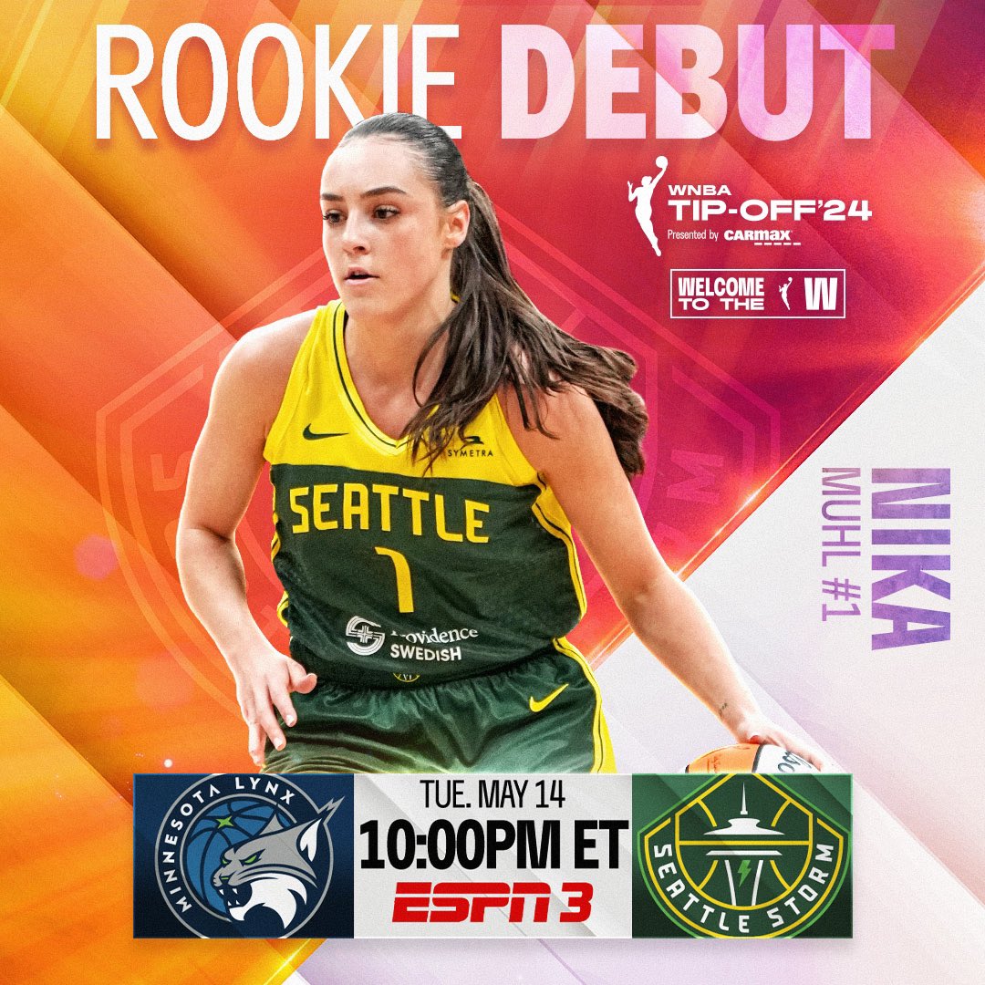 Countless hours of hard work prepared you for this day, @MuhlNika  ✨

Tune into the WNBA App tonight at 10pm/ET to watch the @seattlestorm face off against the @minnesotalynx. No subscription required, courtesy of Tip-Off Test Drive by @CarMax.