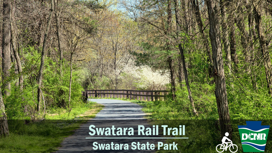Take a bike ride to look for signs of spring along the Swatara Creek and woodlands surrounding the Swatara Rail Trail. This 10-mile, multi-use trail meanders the entire length of #SwataraStatePark. Learn more ➡ bit.ly/3LmT3pu. #TrailTuesday #PaStateParks #BikeMonth