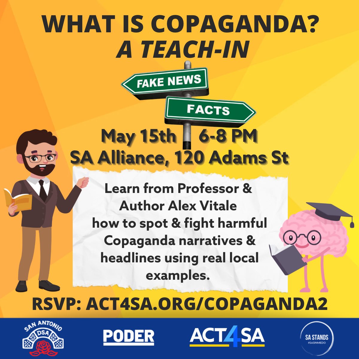 This is tomorrow! You won’t want to miss this! Sign up below . act4sa.org/copaganda2