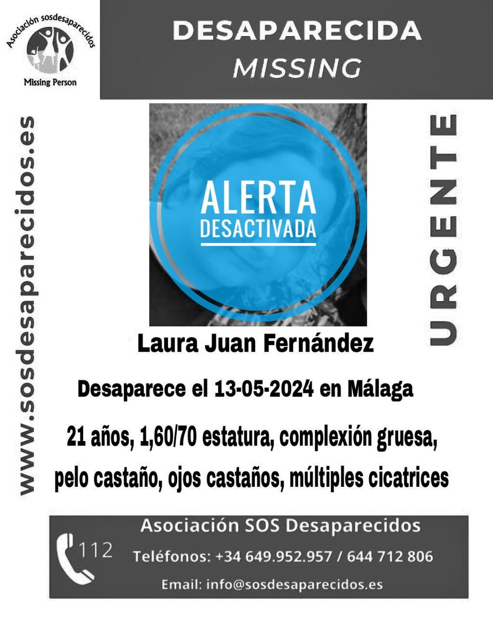 🔕 DESACTIVADA #sosdesaparecidos #Desaparecido #Missing #Málaga Fuente: sosdesaparecidos Síguenos @sosdesaparecido