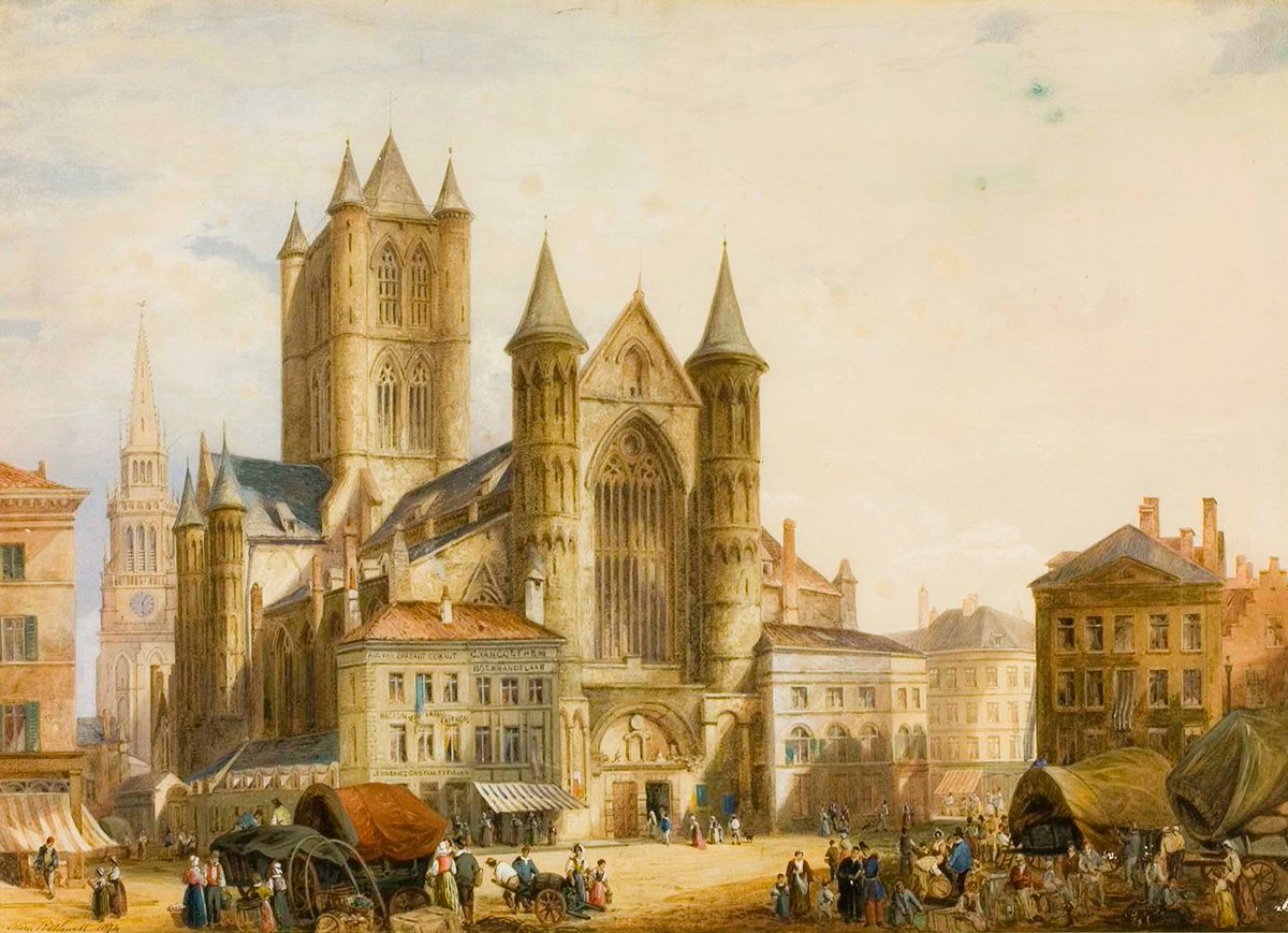 Selim Rothwell,  1815 - 1881,  British painter,  St. Nicholas Church in Ghent