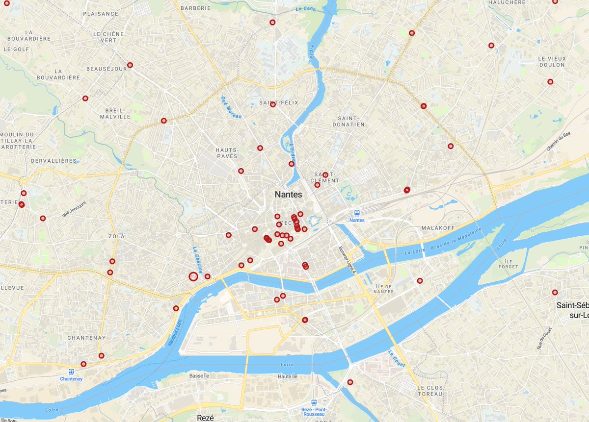 L'une des palmes revient à la ville de #Nantes avec un nombre et une densité surprenante de #kebabs sur tout son territoire, à tel point qu'il y a plus de Kebabs dans cette ville que de #crêperies ! [5/6]