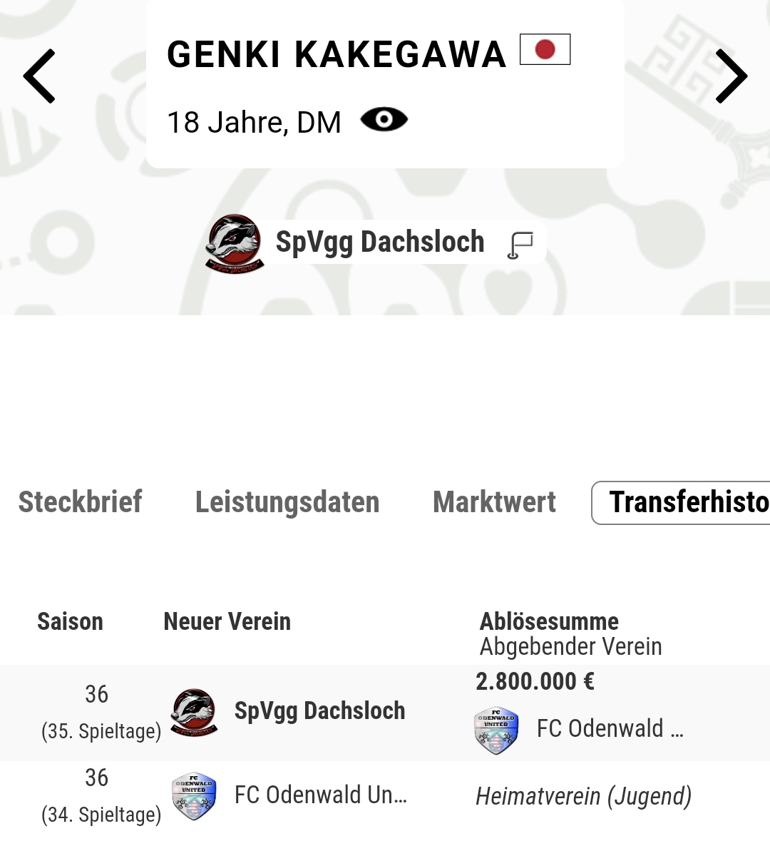+++ Kakegawa ins Dachsloch +++
Sommerneuzugang Nr.1 kommt vom FC Odenwald United ins Dachsloch 🦡
#nurDerDachs 🇸🇿🦡
