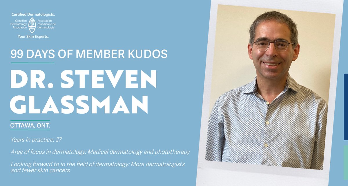 Canadian Dermatology (@cdndermatology) on Twitter photo A huge shoutout to our 66th member to receive kudos! 🎉Dr. Steven Glassman is an exceptional medical dermatologist, who has held and currently holds many leadership roles <a href="/uOttawaMed/">uOttawa | Faculté de médecine, Faculty of Medicine</a> and <a href="/OttawaHospital/">The Ottawa Hospital</a>. 1/4 A huge shoutout to our 66th member to receive kudos! 🎉Dr. Steven Glassman is an exceptional medical dermatologist, who has held and currently holds many leadership roles <a href="/uOttawaMed/">uOttawa | Faculté de médecine, Faculty of Medicine</a> and <a href="/OttawaHospital/">The Ottawa Hospital</a>. 1/4