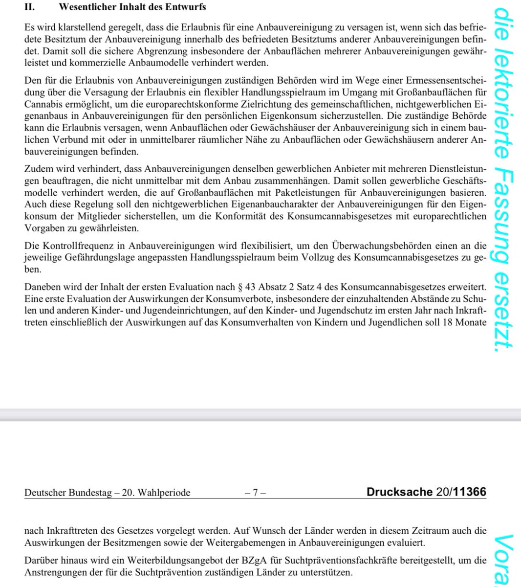 Jetzt ist auch der Gesetzentwurf abrufbar, der das KCanG wenige Wochen nach Inkrafttreten ändert: Strengere Kontrollen der Anbauvereinigungen, Evaluierung v Abständen zu Kitas, Schulen etc. sowie der Besitzmengen nach 18 Monaten. (1/2) #Weedmob #Cannabis dserver.bundestag.de/btd/20/113/201…
