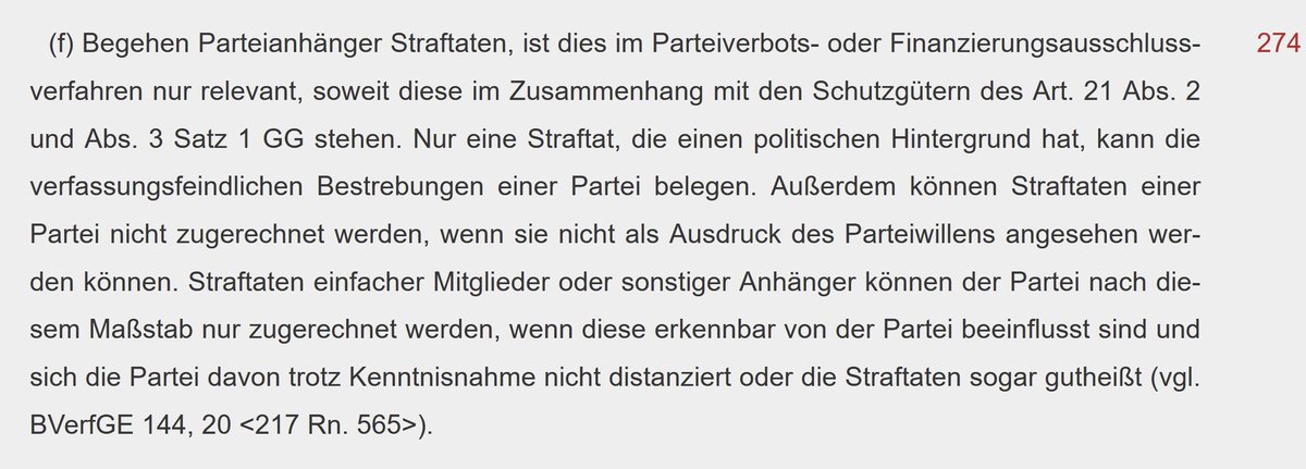 Welche Auswirkungen hat eine Verurteilung von Straftäter #Höcke auf ein #Verbotsverfahren? Sie ist nicht erforderlich für ein Verbot. Aber: Bei politischen Straftaten zu Schutzgütern des Art. 21 Abs. 2 GG, die von der Partei beeinflusst wurden, braucht man nicht mehr über eine