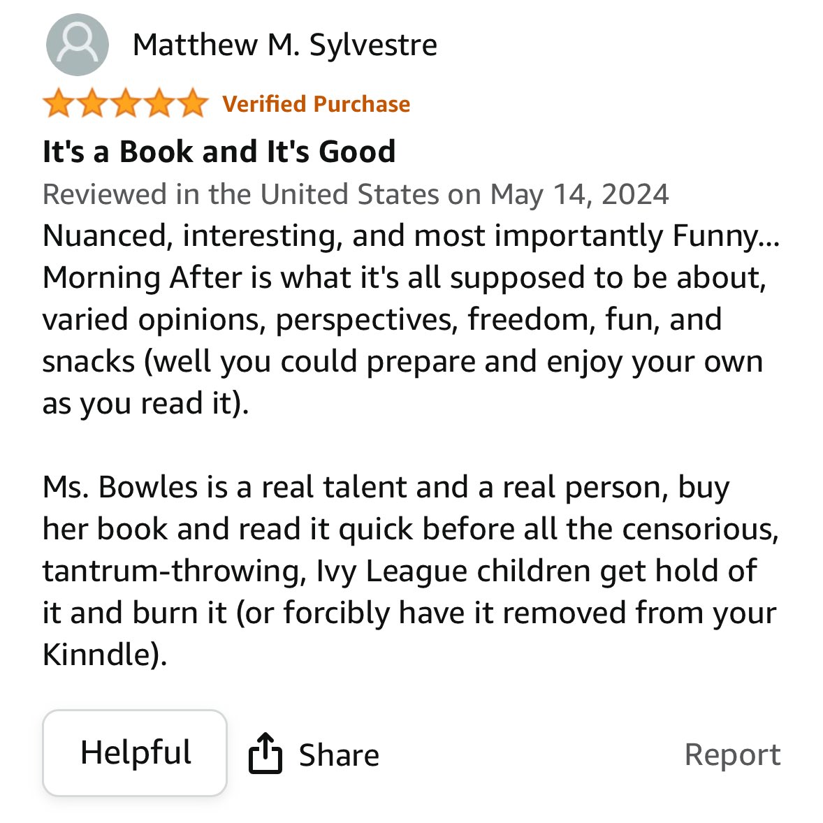 Review is in! Five stars.