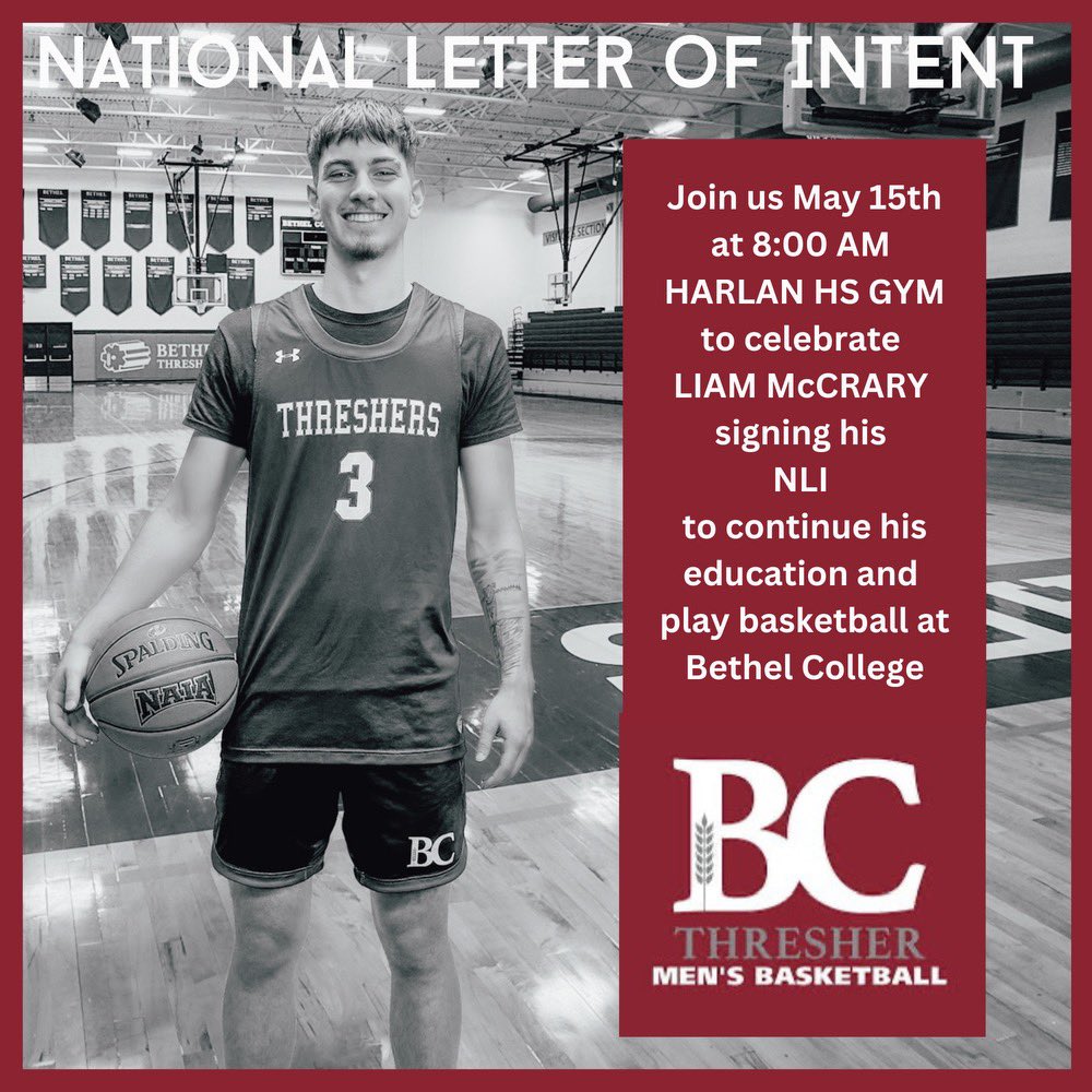 Hawk family, Please join us tomorrow at 8am in the Harlan High School Gym to witness @_liam4k signing his letter of intent to play college basketball!!!! Hope to see you there!!! @NISDHarlan @CoachJHall1 @ballcoach_T