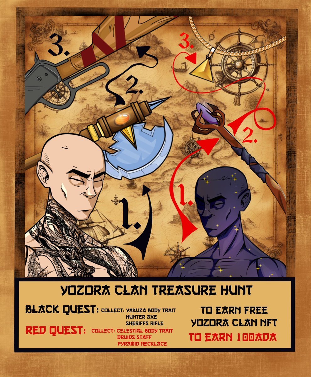YOZORA CLAN TREASURE HUNT👀

Get ready to dive into the depths of mystery and adventure with our Black and Red quests.

To claim your reward, please join our Discord: discord.com/invite/tfXGNxG… 🎁

Get ready to uncover treasures beyond imagination and forge your legend with Yozora