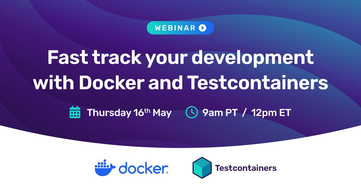 🚨 𝗧𝗵𝗶𝘀 Thursday! 🚨 🏁 If you’re looking to simplify running your application’s external dependencies w containers, join this webinar 🏎️💨 Fast Track Your Development with @Docker and Testcontainers bit.ly/4bkCXsc