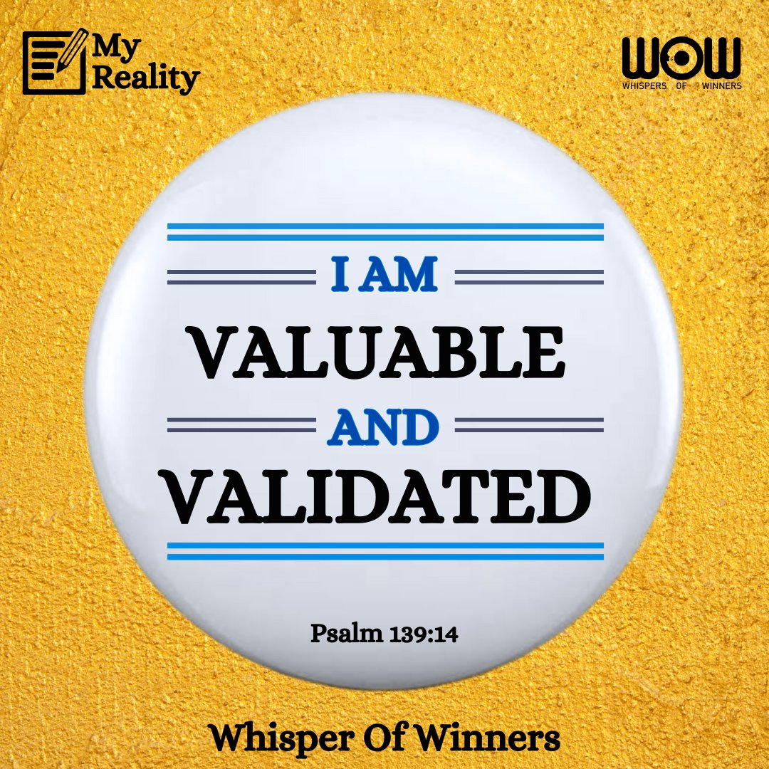 Declare this: I am Yahweh's masterpiece. My whole life is an expression of His glorious wonders. I am highly valuable and validated by my heavenly Father. My identity is found in Christ. I am a perfect blend of divinity and humanity. Quote: I carry the DNA of Yahweh gracefully.