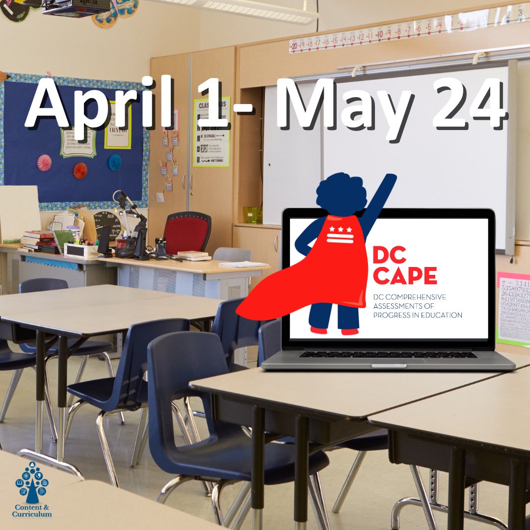 DCPSCurriculum's tweet image. 📚✏️ It&apos;s that time of the year again! DC CAPE testing season is here. Remember: 
C: Check your work 
A: Answer all questions 
P: Prepare for testing 
E: Ensure your best work with scratch paper! Stay rested, present, and on time. Let&apos;s ace those tests! 💪 #DCCAPE #TestingSzn