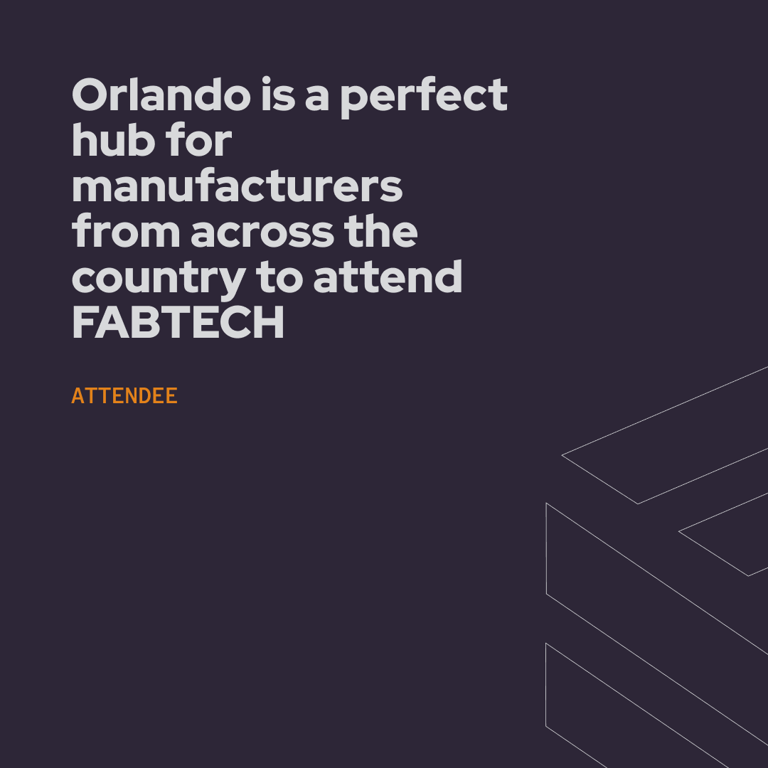 FabtechExpo's tweet image. Orlando's debut as the host city for #FABTECH2024 has sparked a wave of excitement! Share what makes Orlando such a great location for you to attend FABTECH 👇 

#metalforming #fabricating #welding #finishing #conference #orlando #testimonialtuesday