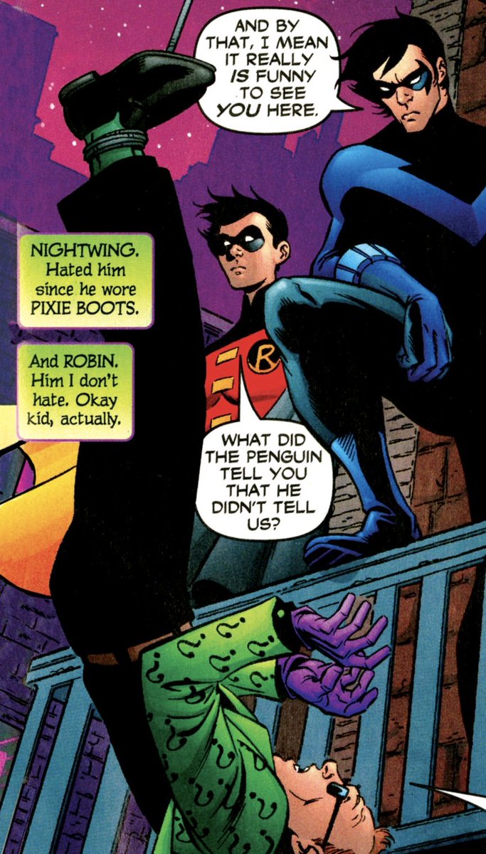 still think it's hilarious that the riddler is a nightwing hater