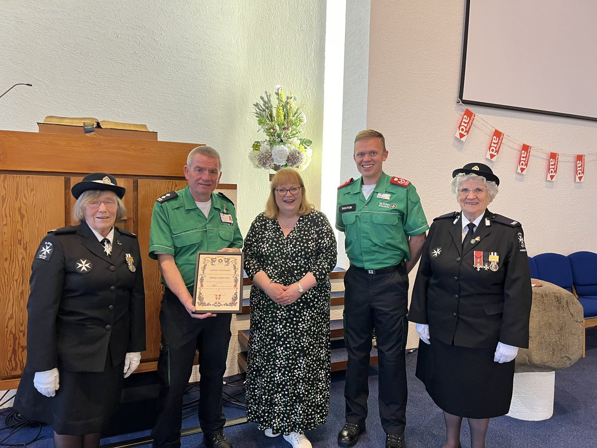 Andrew_Kerr90's tweet photo. Celebrating 80years of @SJA_NI Abbey Cadet Unit supporting their local community. An amazing achievement. Thanks to @JulieEGilmour who represented the local council at our social evening tonight! #community #volunteering https://t.co/rZFQt2rb8i