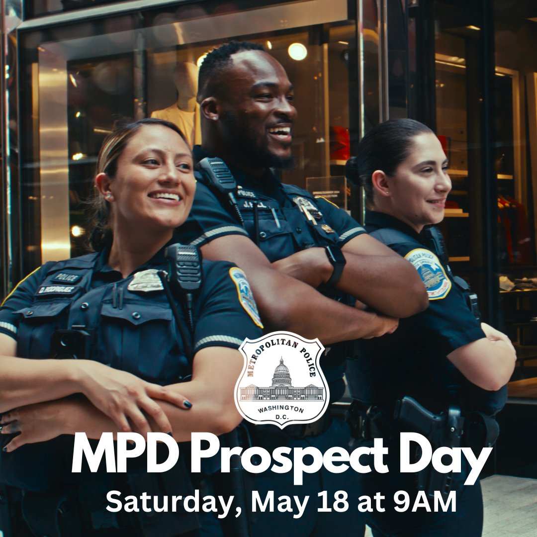 ✅Great benefits ✅Great pay ✅Meaningful work Make a difference in your community by joining the team at @DCPoliceDept. The next Prospect Day is this Saturday. Learn more and register➡️joinmpd.dc.gov