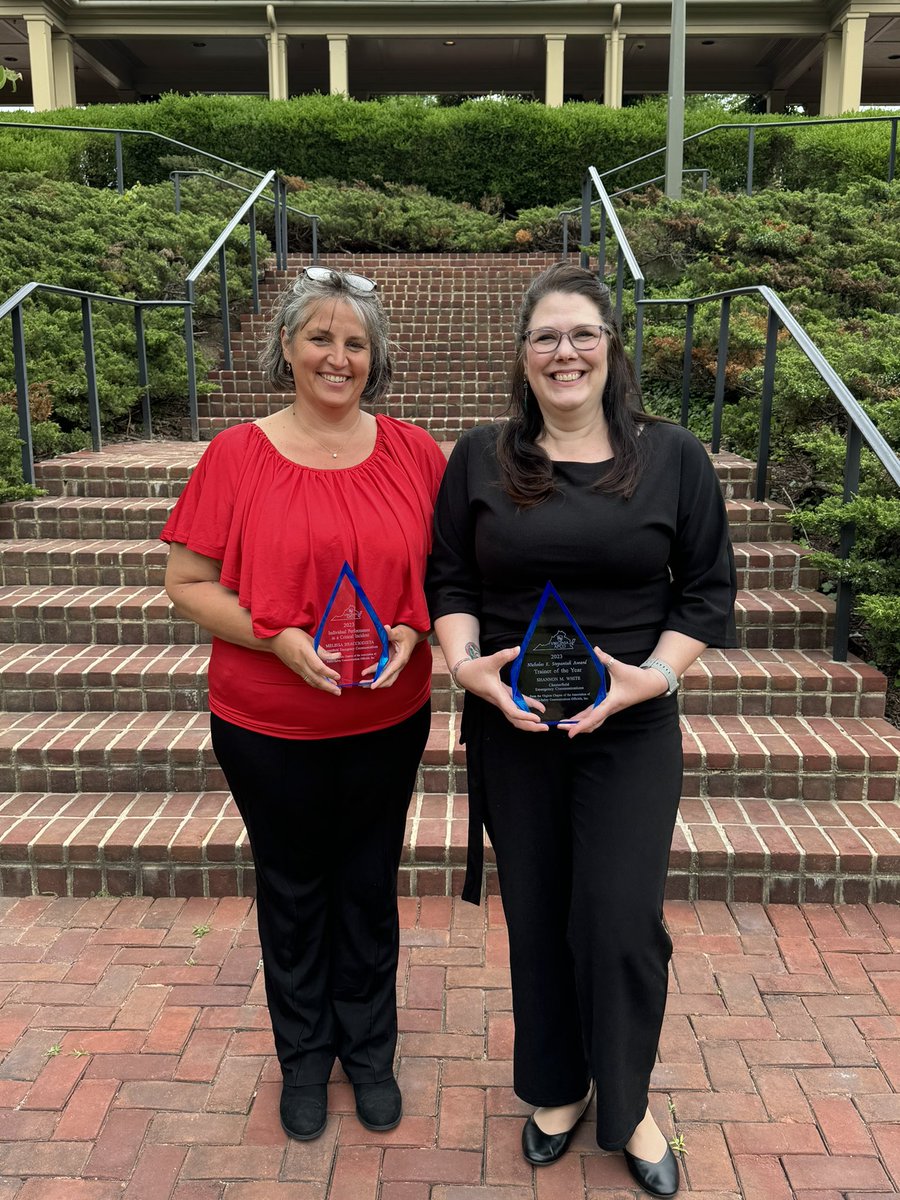 Congrats to our VA APCO winners! 🥳Asst. Supervisor Bracciodieta (Outstanding Performance in a Critical Incident) and Chief of Personnel Development White (Trainer of the Year). We are SOO very proud of them!! 👏👏 #WeAre911 #Team911