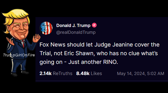 We Love Judge Jeanine @JudgeJeanine #TrumpGirlOnFire 🔥
