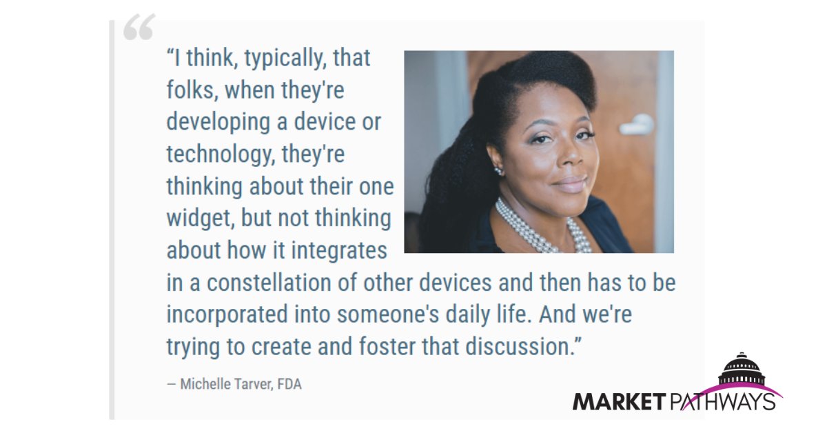 #ICYMI: Michelle Tarver, CDRH’s deputy director for transformation, spoke to Market Pathways about the #FDA device center's “Health Care at Home” initiative goals and its emphasis on #healthequity: bit.ly/3w9cpej