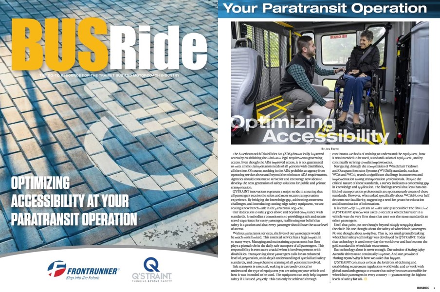 The ADA dramatically improved access by establishing the minimum legal requirements governing access, but not safety. Find out how @qstraint innovations represent a major stride in ensuring all passengers receive the safest and most secure transportation. ow.ly/8lSC50RC47l