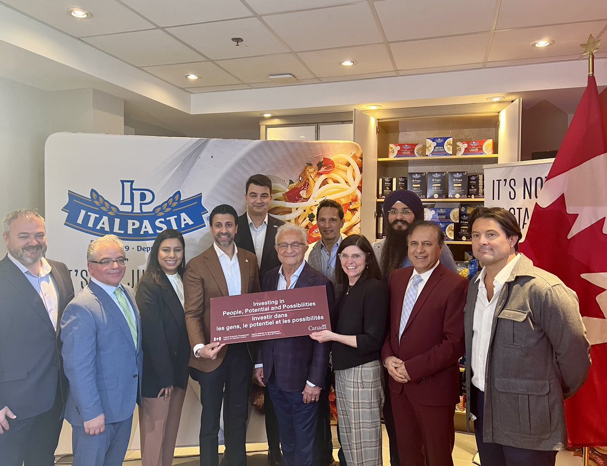 Our govt is investing in #MadeInCanada businesses. Alongside with Minister @FilomenaTassi we announced over $1.7 million for Italpasta Limited. Investments like this go to increasing the production of made-in-Canada products and create good paying, skilled jobs.