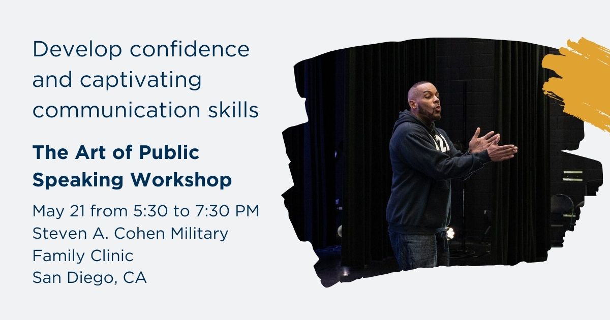 San Diego, don't miss 'The Art of Public Speaking' with renowned speaker Joe McClain Jr. Joe is a retired Navy veteran, acclaimed poet, author, and motivational speaker. Apply today: asapasap.org/event/the-art-… This workshop is produced in partnership with the @cohenclinicVVSD.