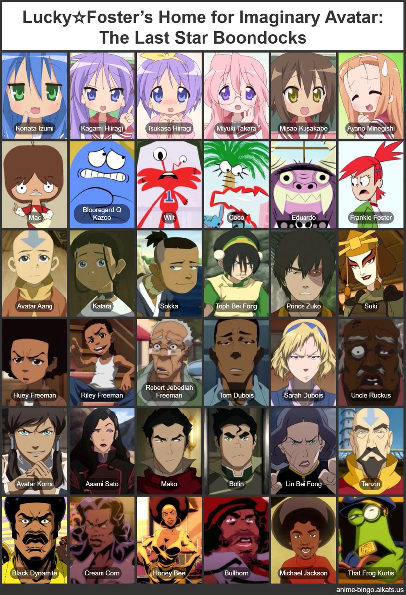 Which Lucky Foster Home for Imaginary Avatar Character would you pick as a friend? #LuckyStar #FostersHomeforImaginaryFriends #AvatarTheLastAirbender #TheBoondocks #TheLegendofKorra #BlackDynamite