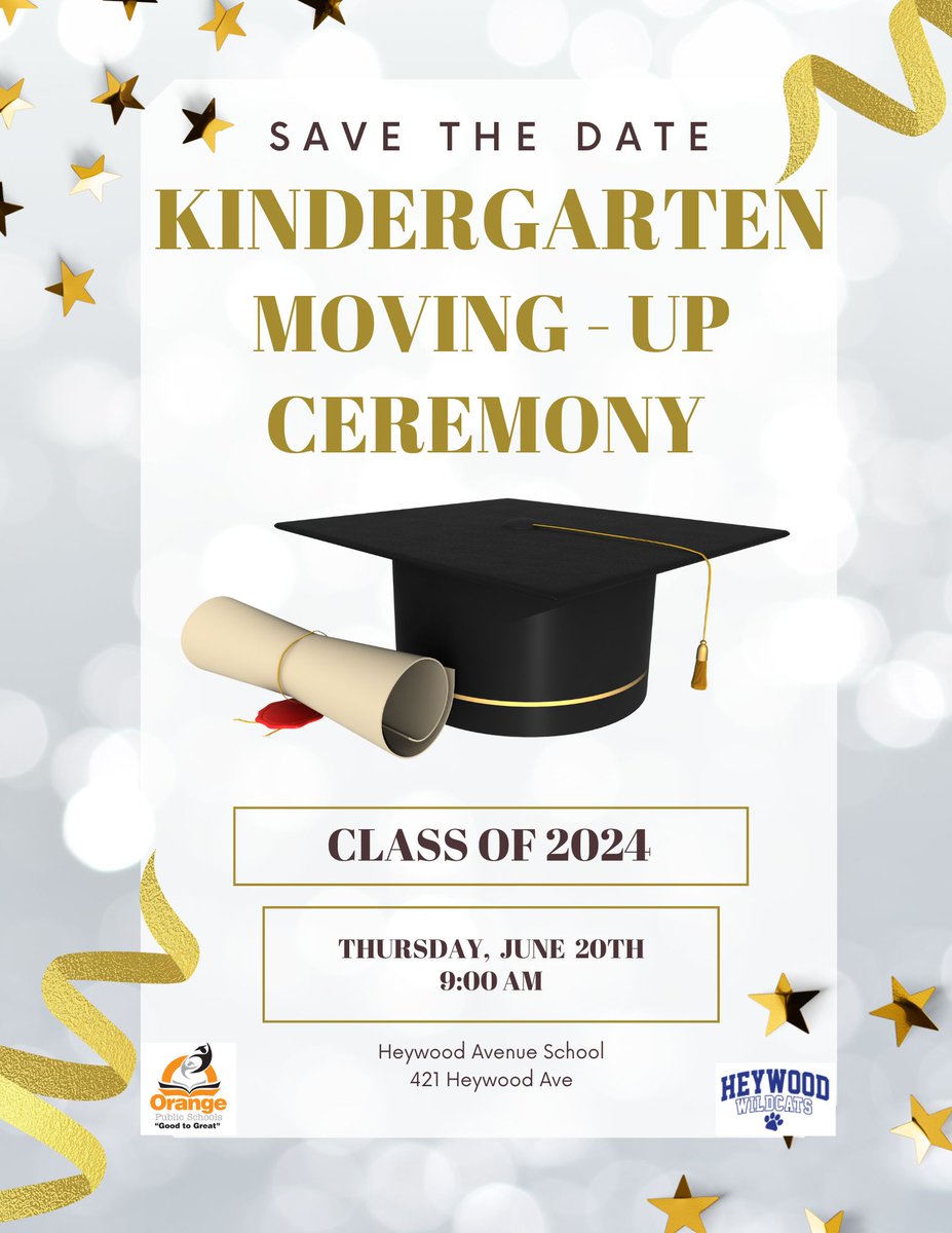 REMINDER ... REMINDER 🔊🔊🔊🔊
Heywood Avenue School will be having our Moving Up Ceremonies in June!

#Heywood #Wildcats🐾🐾🐾🐾
#GoodtoGreat #MovingintoGreatness #OrangeStrong💪🏽