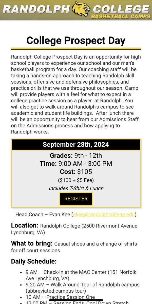 Hoopers with something to prove will have their opportunity on September 28th at Randolph College ⚫️🟡 randolphcollegebasketballcamps.com/college-prospe…