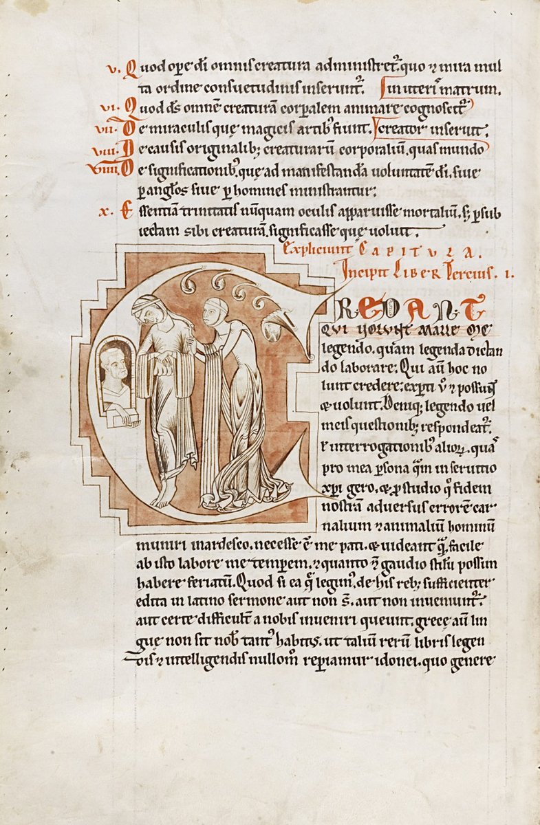 'C'(redant qui volunt malle me legendo quam legenda dictando laborare). Engelberg, Stiftsbibliothek, Cod. 14; Augustinus S. Aurelius. De Trinitate libri quindecim, praemissa epistola ad Aurelium; 1178 CE-1223 CE; Engelberg; f.37v (e-codices.ch/en/list/one/bk…)