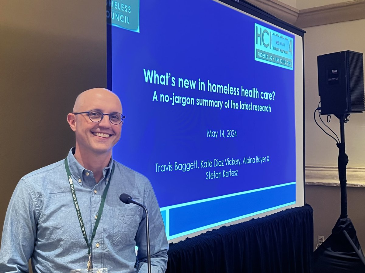“What's new in homeless health care?' - A no-jargon summary of the latest research We’ll present our top 12 at 1:45 at #HCH2024 Dr. Baggett tunes the polling software Anyone who wishes can download our no-jargon summaries of the top 20 here; drive.google.com/file/d/1Kys2ku…
