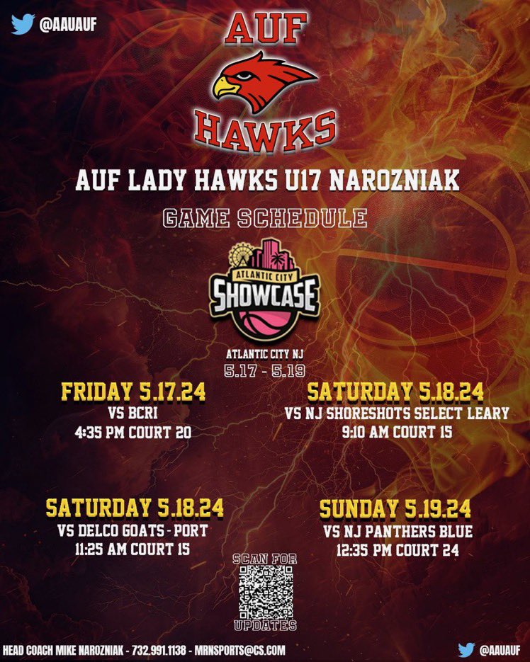 Here is the schedule for my next U17 Atlantic City tournament 5/17-5/19. I am looking forward to seeing some good competition!💪🏀 @AauAuf @NDGirlsBBallNJ #girlsbasketball #U17 #Classof2025 #AUFgirlsbasketball #NotreDameHighSchool