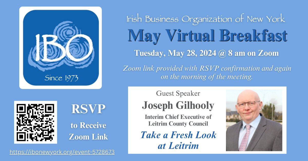 Join us for our May Virtual Breakfast on Zoom as Joseph Gilhooly invites us to 'Take a Fresh Look at Leitrim'. RSVP at ibonewyork.org/event-5728673.