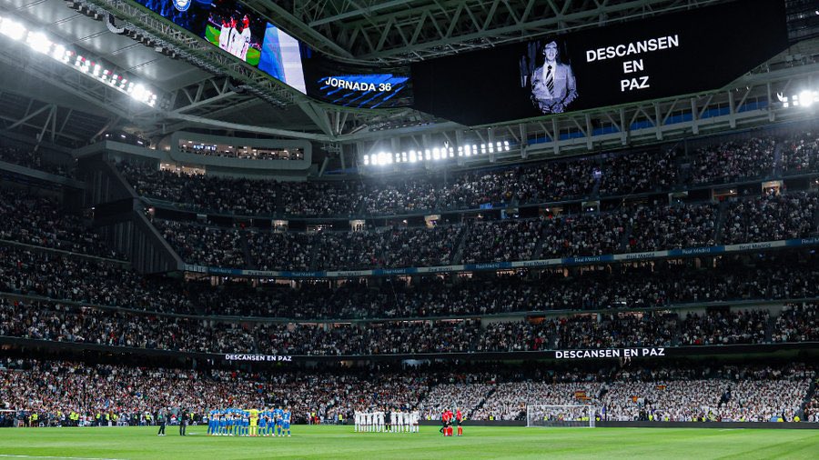The Santiago Bernabéu observed a minute of silence, before the match, in memory of César Luis Menotti and the victims of the serious floods that Brazil is suffering. 🤍
